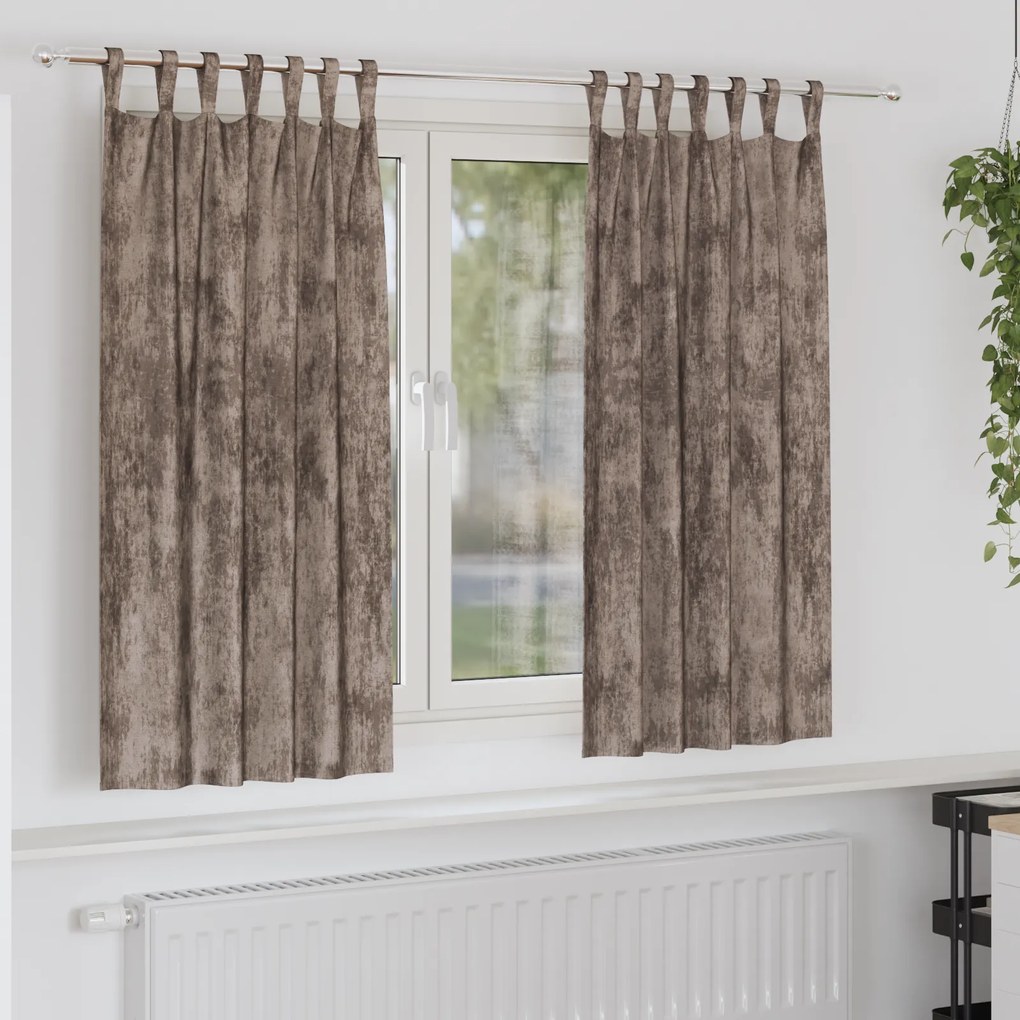 vidaXL Cortinas de Veludo 2 pcs com Ilhós Cappuccino 175x140 cm