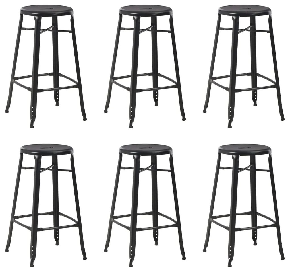 Bancos de bar 6 pcs aço preto