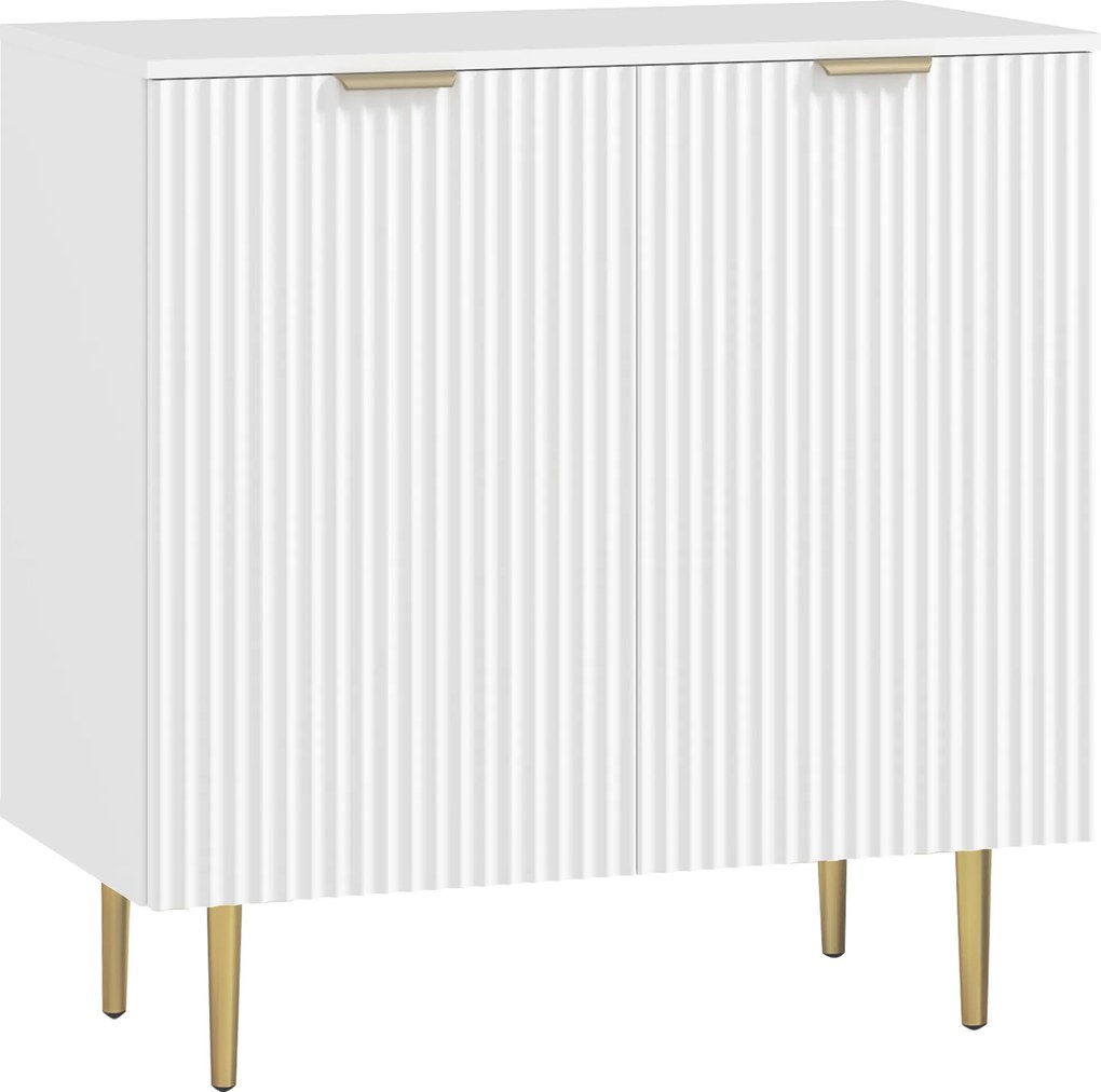 HOMCOM Aparador de Cozinha, Móvel de Armazenamento com 2 Portas, Prateleira Ajustável, Pés Metálicos Elevados, 80 x 40 x 80 cm, Branco | Aosom Portugal
