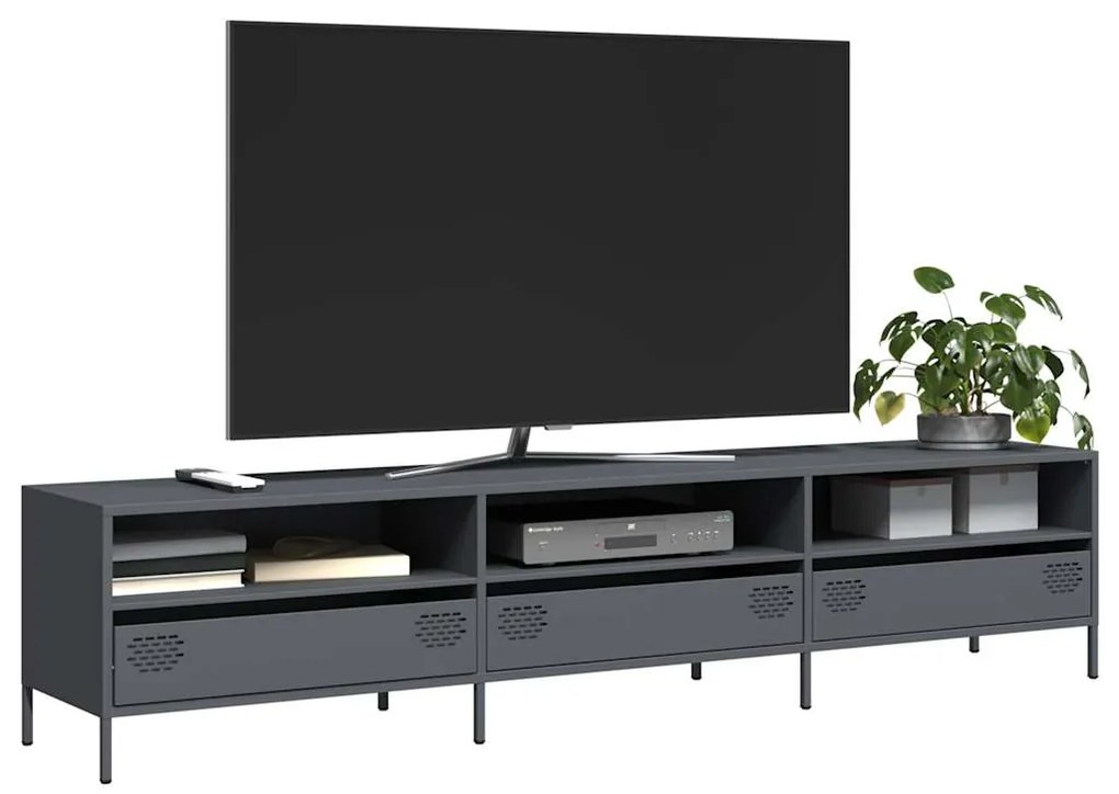 Móvel de TV 202x39x43,5 cm aço laminado a frio antracite