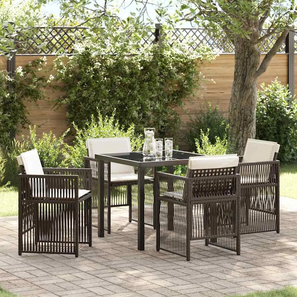 vidaXL Conjunto de Jantar de Jardim Marrom 5 pcs Castanho Aço