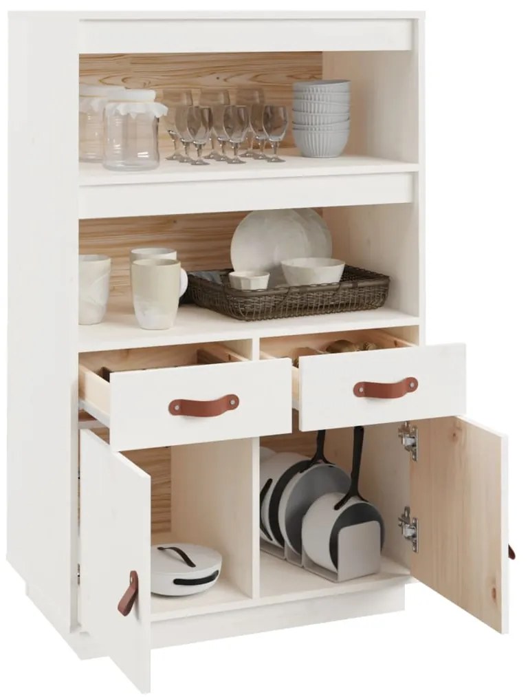 Aparador alto 67x40x108,5 cm pinho maciço branco