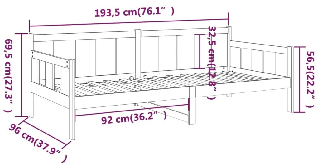 Sofá-cama 90x190 cm madeira de pinho maciça castanho mel