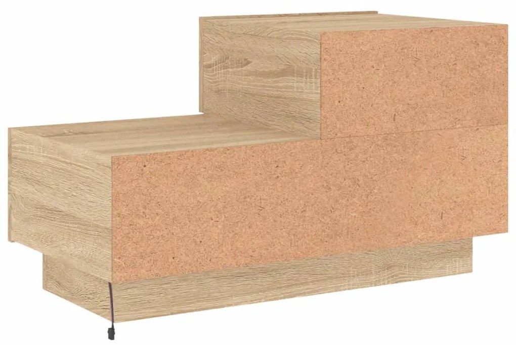Mesa de cabeceira com luzes LED 70x36x40,5 cm carvalho sonoma