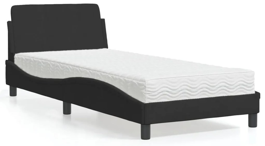 vidaXL Cama com colchão Dover 90x190 cm veludo preto
