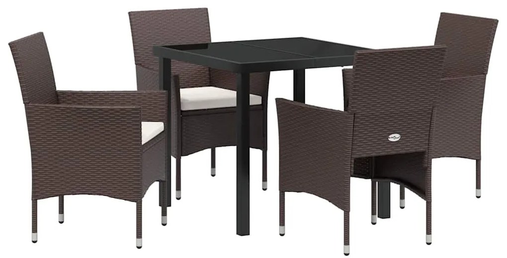 Conjunto de Jantar para Jardim com 5 Peças em Rattan Sintético Marrom