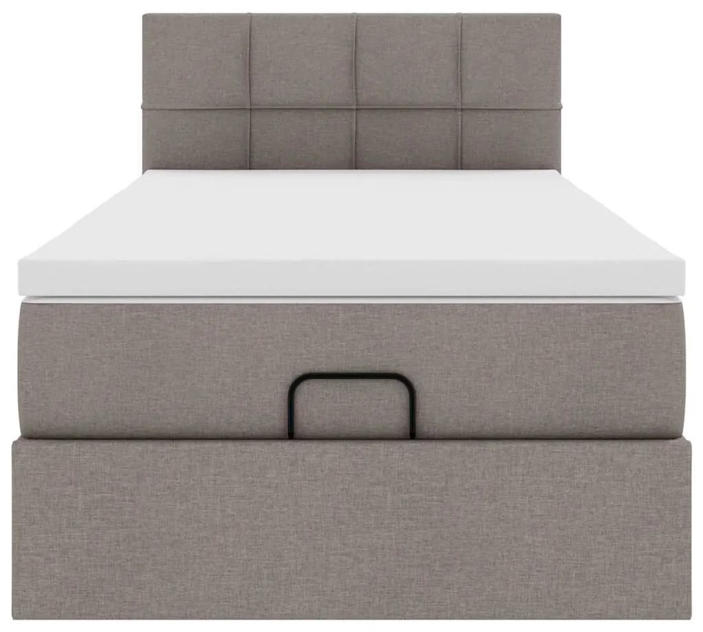 Cama otomana com colchão 100x200 cm tecido cinza