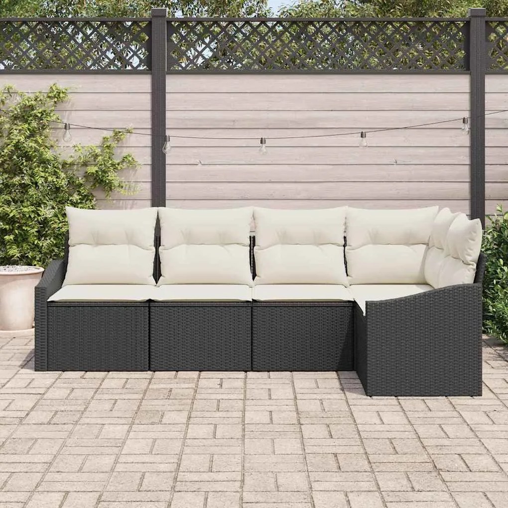 Conjunto de Jantar de Jardim 5 Peças com Almofadas em Rattan Sintético