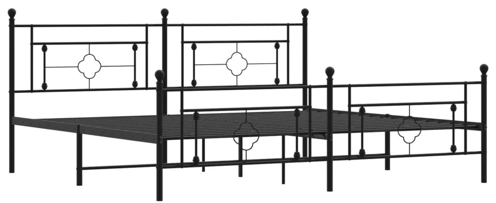 Estrutura de cama com cabeceira e pés 200x200 cm metal preto
