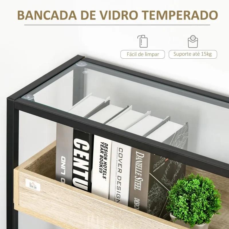 Consola de Entrada Kleany em Vidro Temperado – Preto – Design Industri