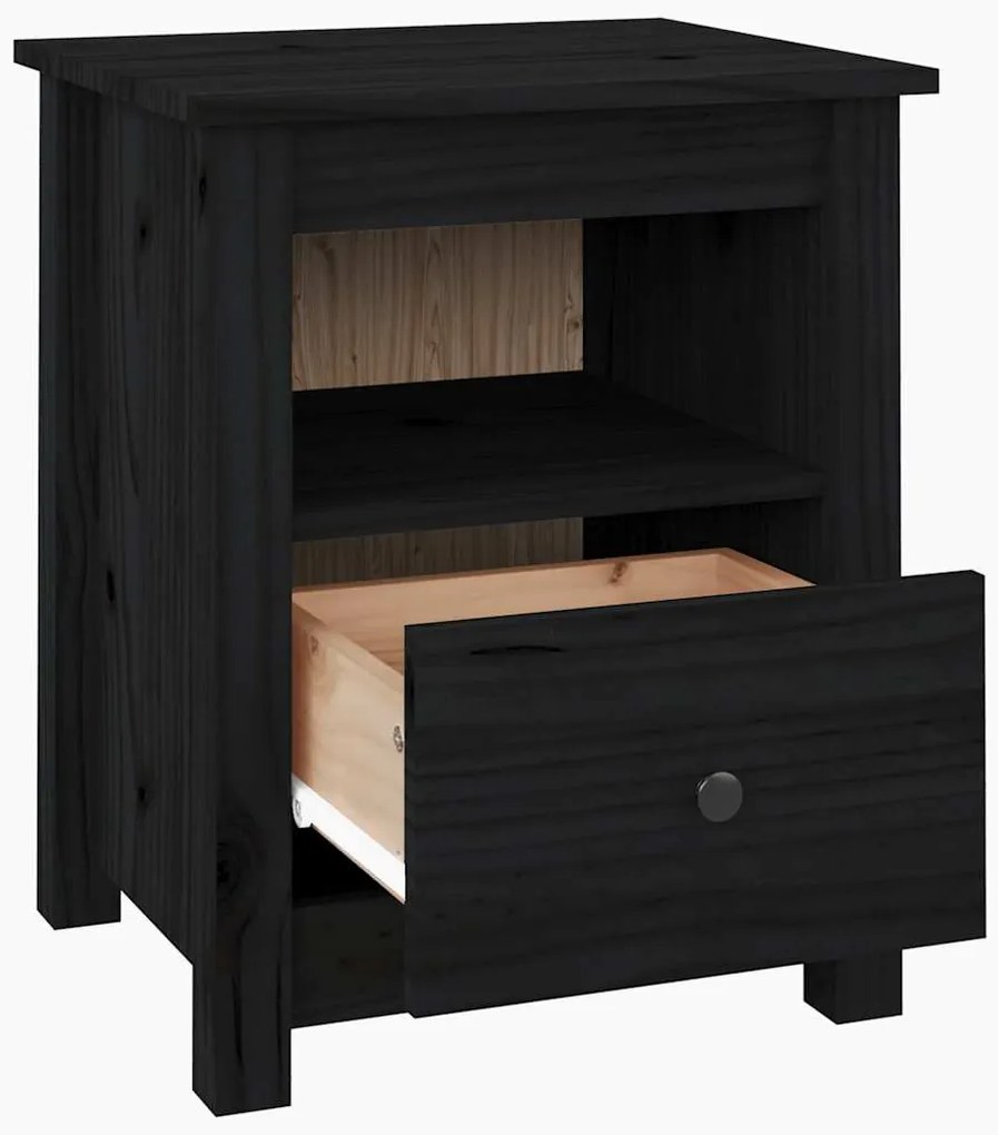 Mesas de cabeceira 2 pcs 40x35x49 cm pinho maciço preto