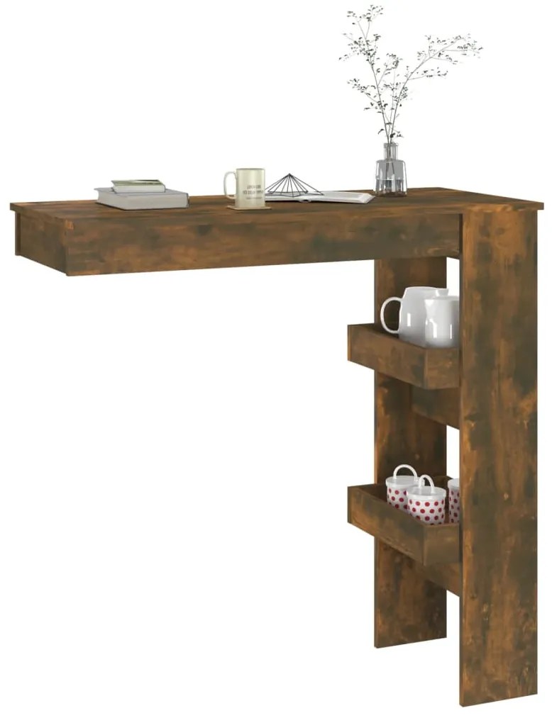 Mesa bar parede 102x45x103,5cm derivado madeira carvalho fumado