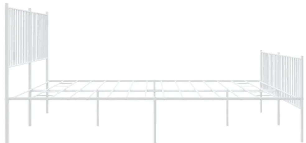 Estrutura de cama com cabeceira e pés 200x200 cm metal branco
