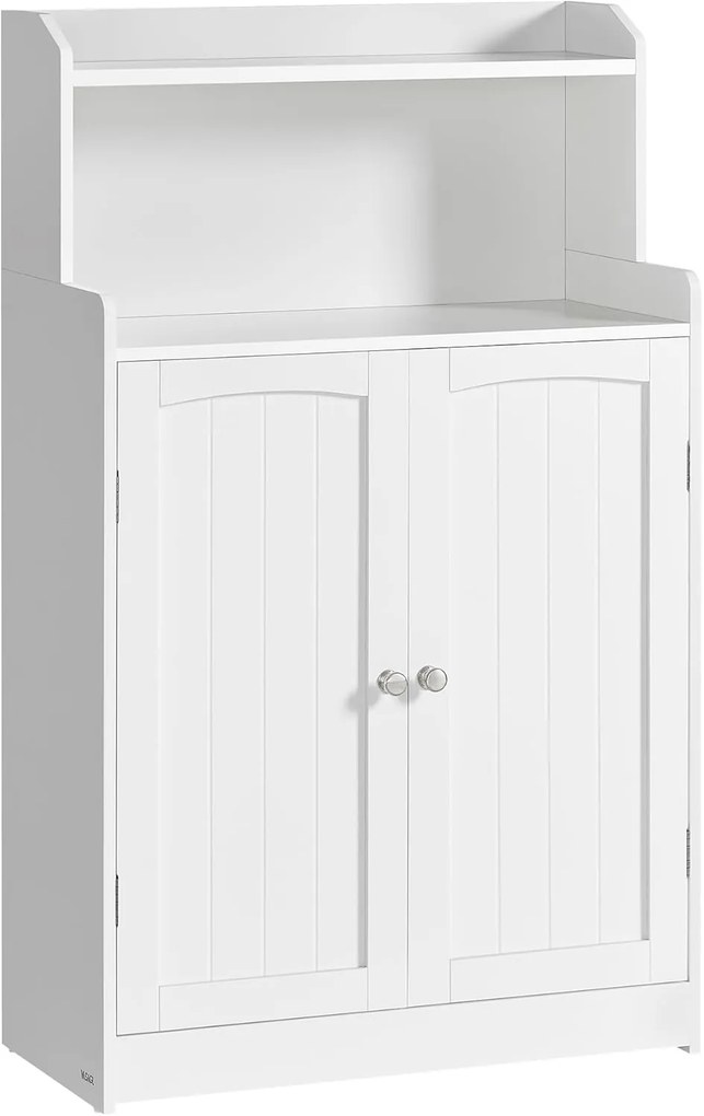 Armário de casa de banho com portas e prateleiras ajustáveis | VASAGLE | 60 x 30 x 110 cm | Cloud White | BBC770W01.