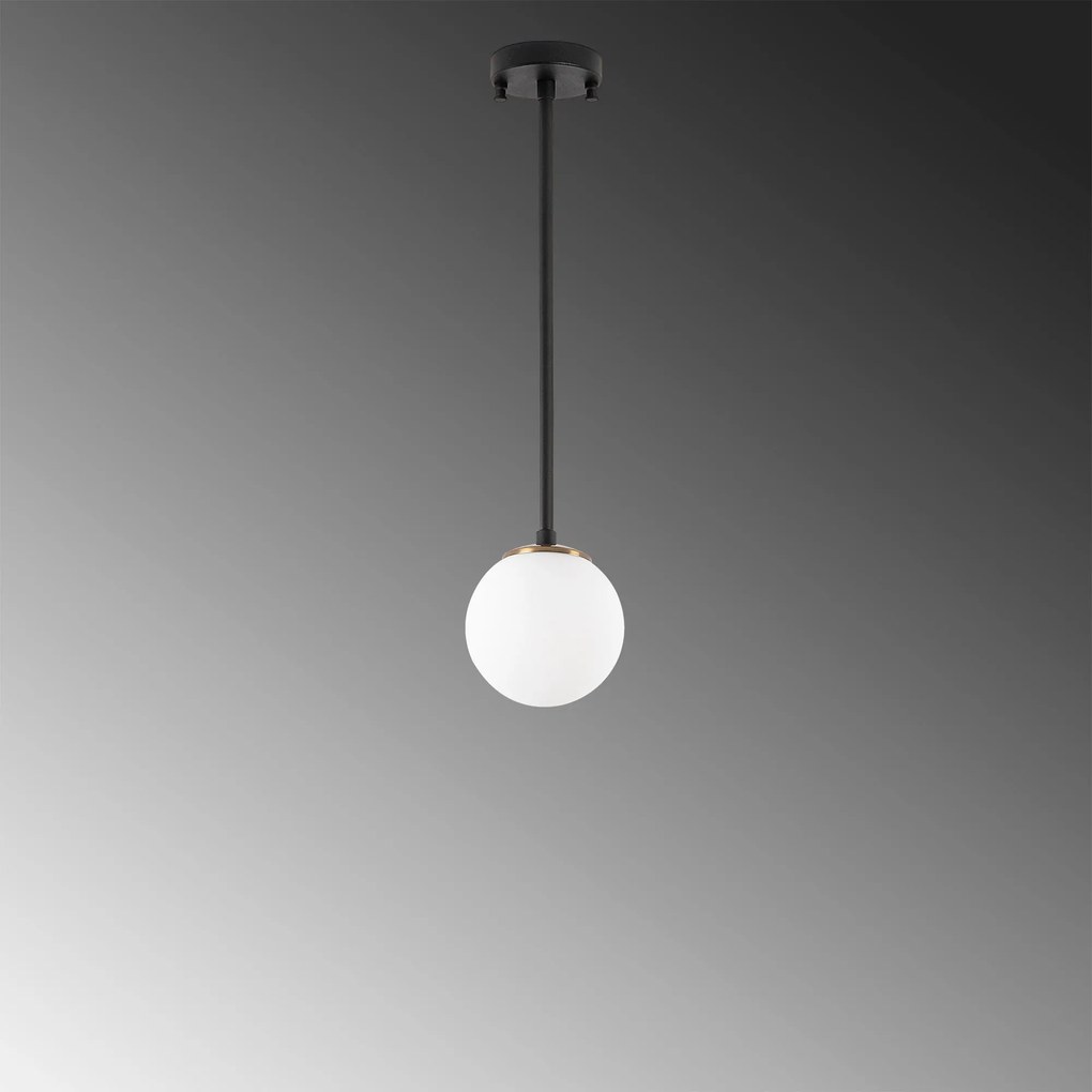Candeeiro de Teto Akkas – Preto, Branco e Dourado – 15 x 15 x 61 cm