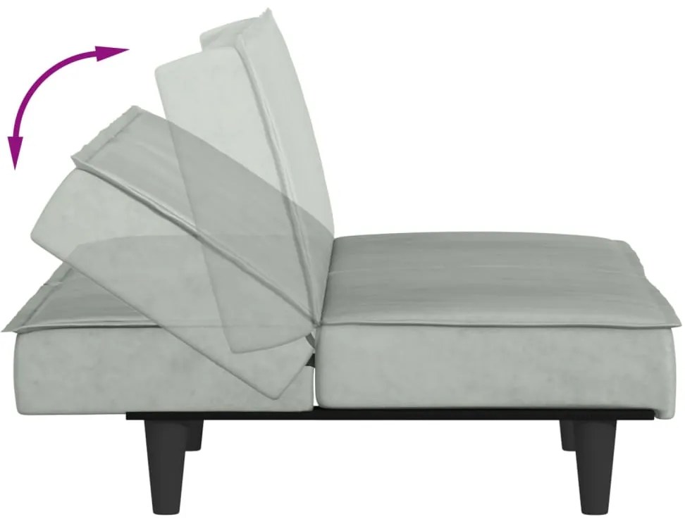 Sofá-cama veludo cinzento-claro