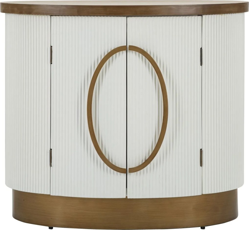 Aparador Tolosa com 2 Portas – 79x48x67 cm – Branco, Castanho e Dourad