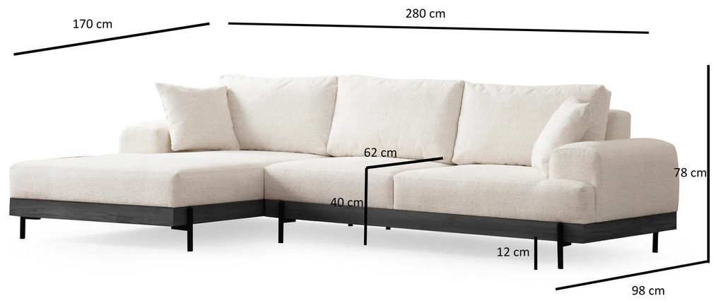 Sofá de Canto Eti – Branco – 170 x 280 cm