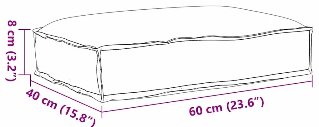 Cushion de Palete para assento Bege 60x40x8 cm Tecido Oxford