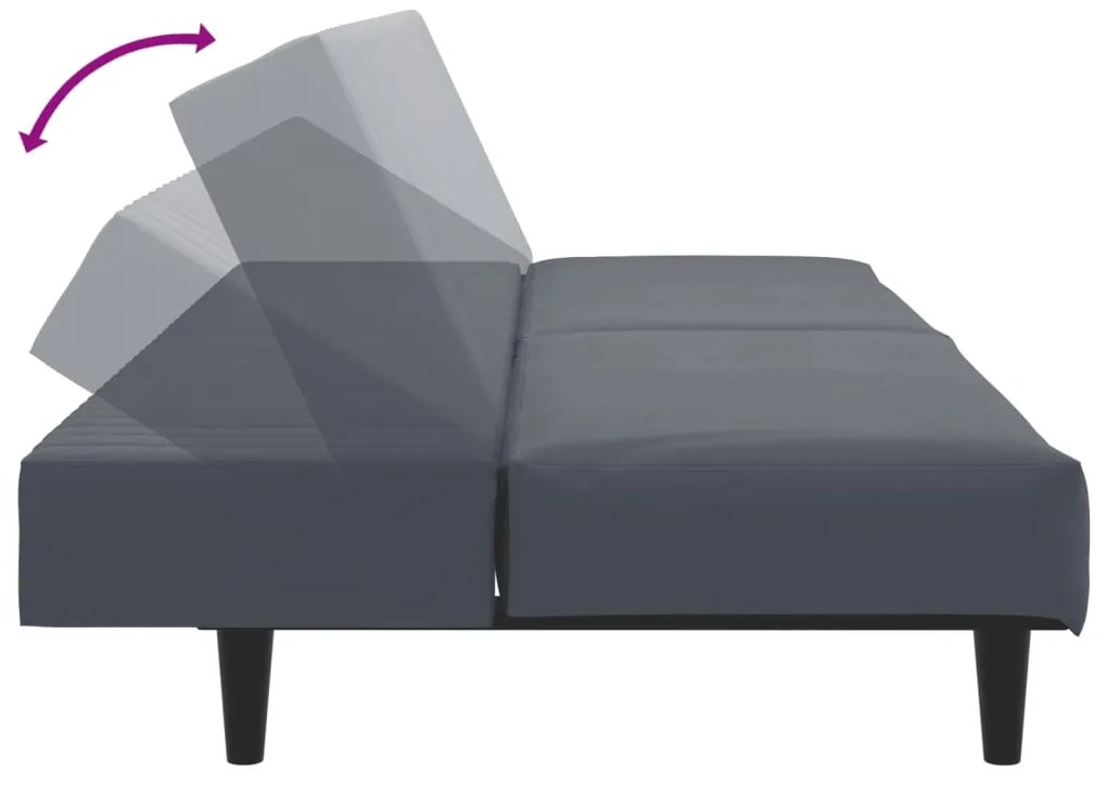 2 pcs conjunto de sofás veludo cinzento-escuro