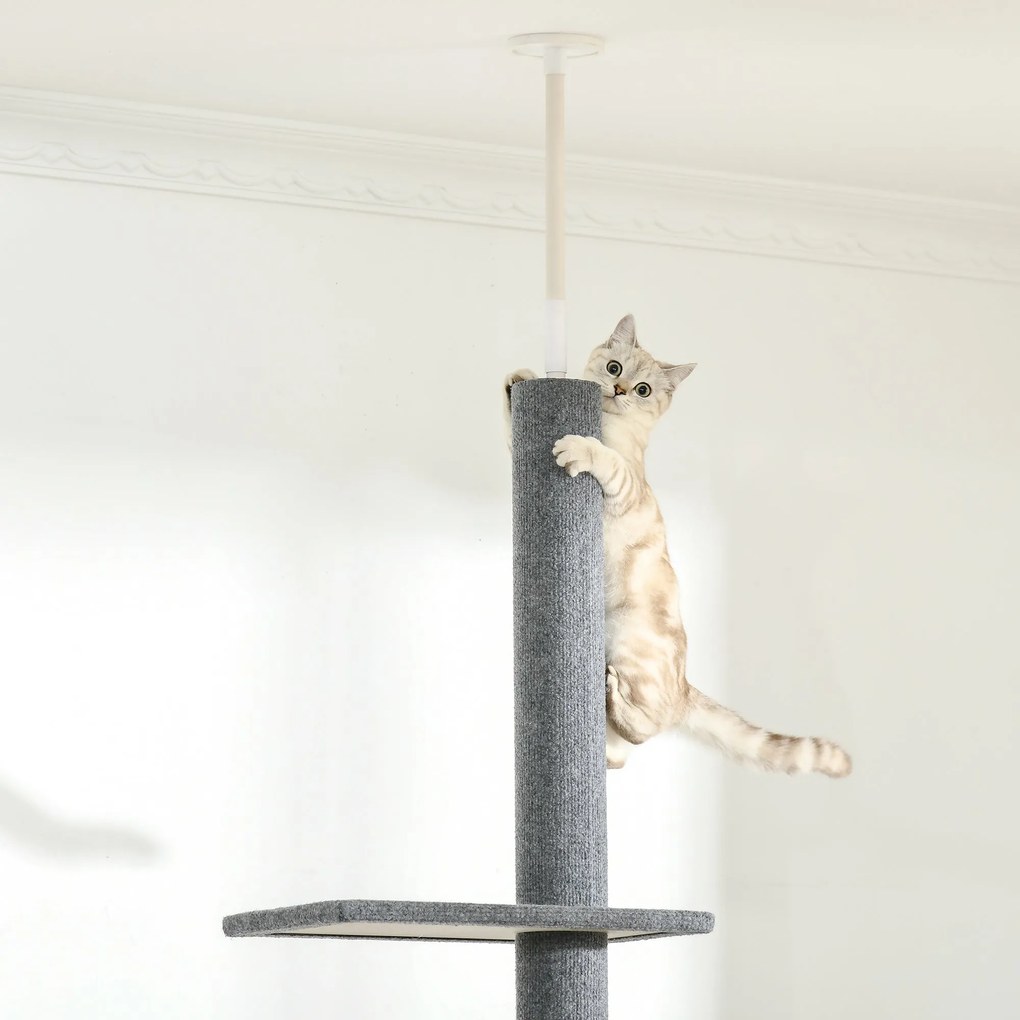 PawHut Arranhador para Gatos de Chão ao Teto 43x27x228-260 cm Torre pa