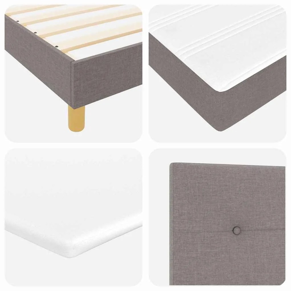 Cama Box Spring com Colchão e LED Taupe 140x200 cm Tecido