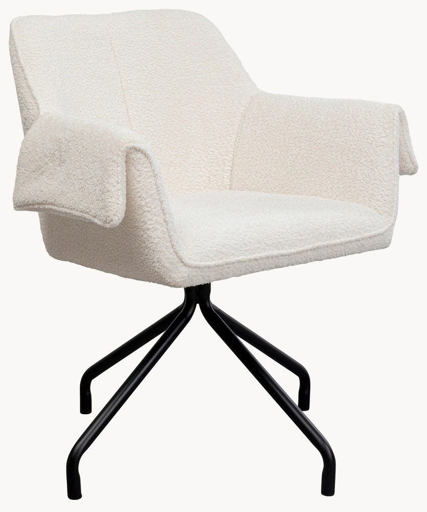 Cadeira giratória com braços em bouclé Bess