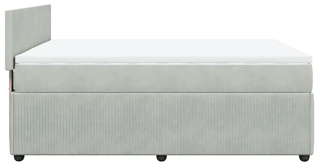 Cama com molas/colchão 160x200 cm veludo cinzento-claro