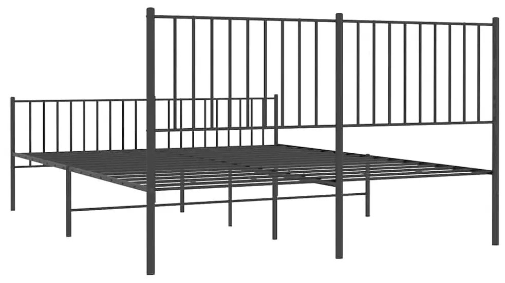 Estrutura de cama com cabeceira e pés 150x200 cm metal preto