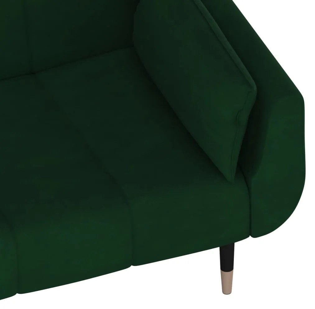Sofá-cama 2 lugares com duas almofadas veludo verde-escuro