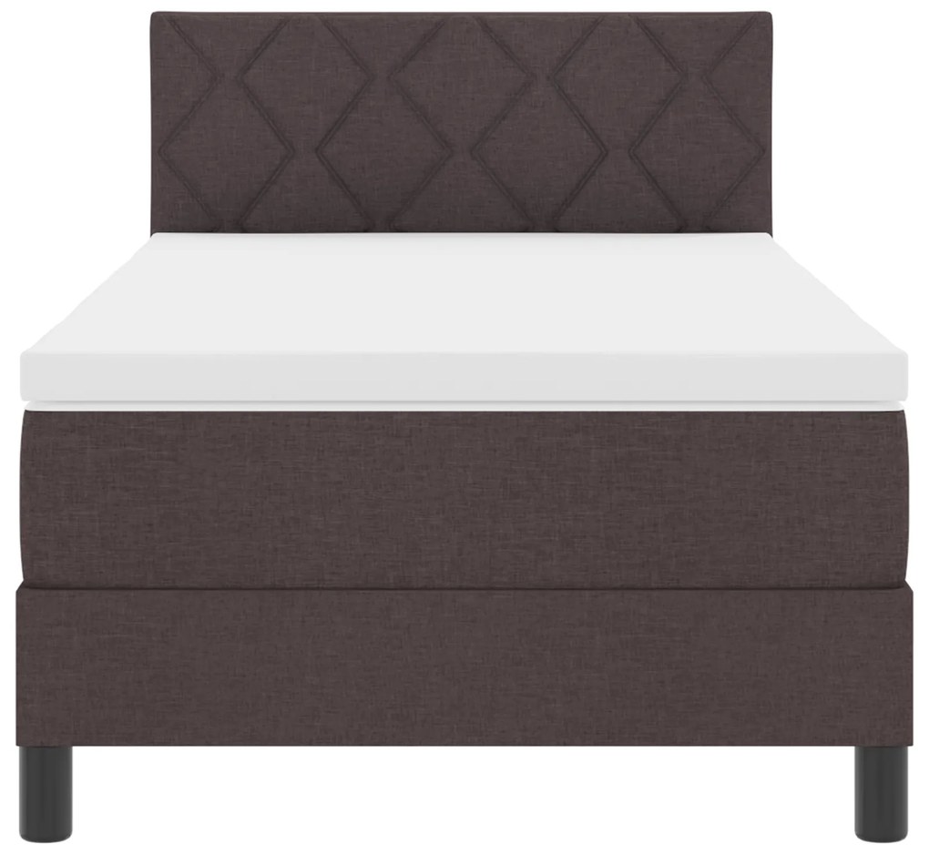 Cama Box Spring com Colchão e LED Marrom Escuro 90x190 cm Tecido