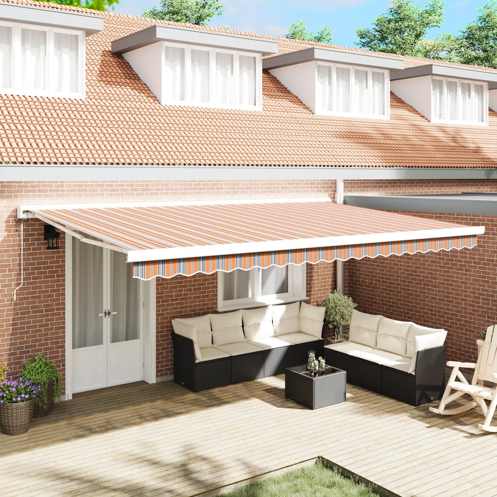 vidaXL Toldo Retrátil Automático Listrado Multicolorido 500x300 cm