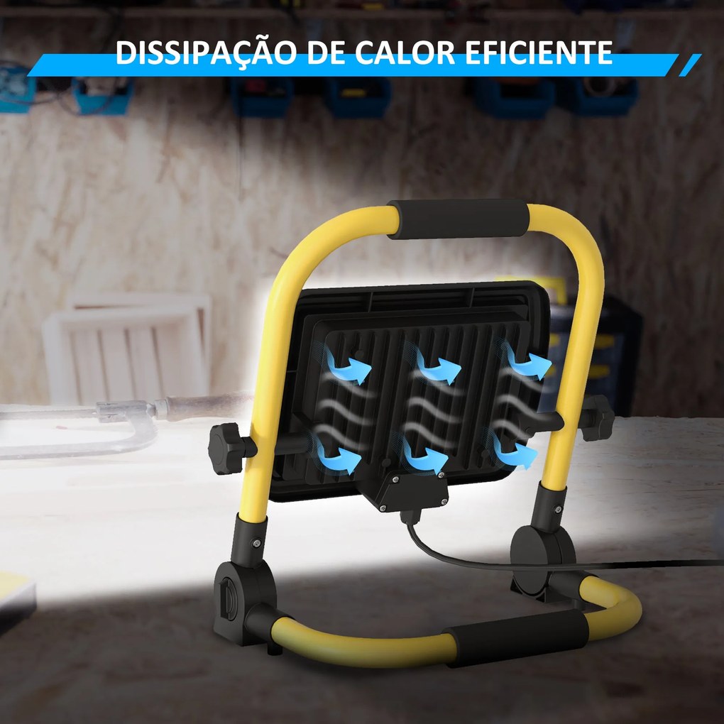 Preojetor LED Recarregável com Cabeças e Suporte Ajustáveis 50W 4250 L