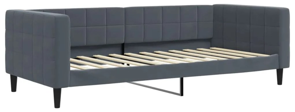 Sofá-cama com gavetão 100x200 cm veludo cinzento-escuro