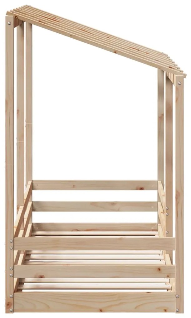 Cama infantil com telhado 75x190 cm madeira de pinho maciça