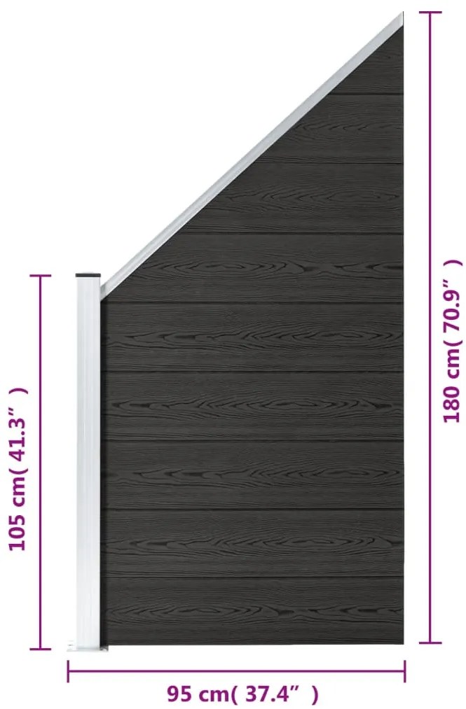 Painel de vedação 95x(105-180) cm WPC cinzento