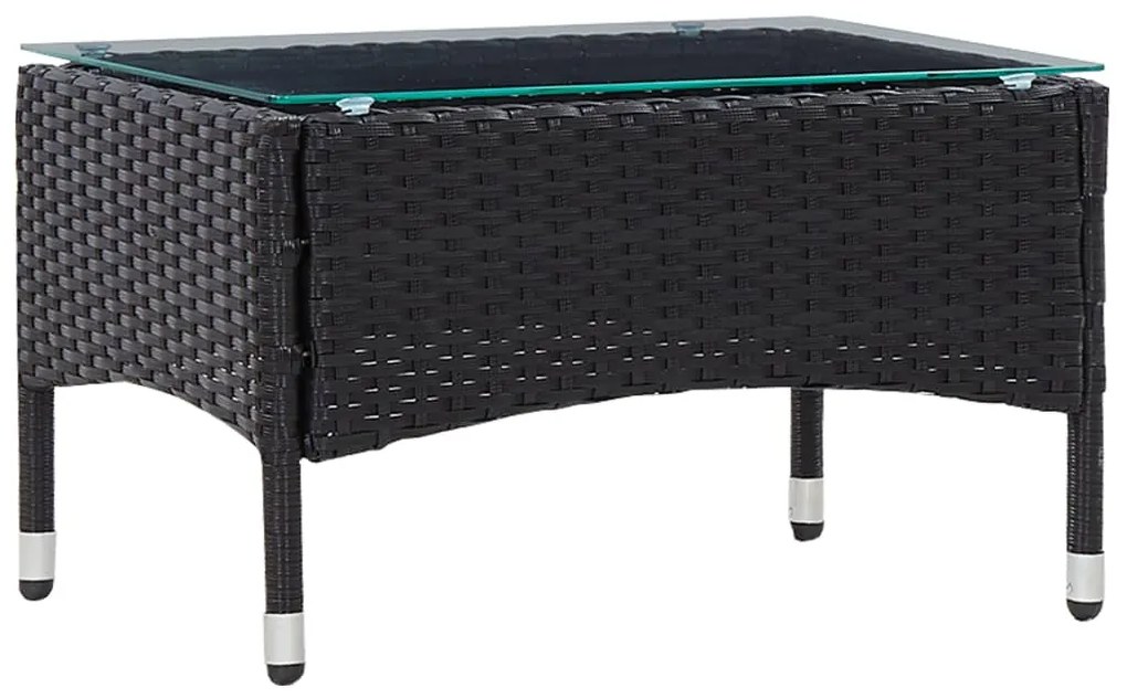 4 pcs conjunto lounge de jardim c/ almofadões vime PE preto