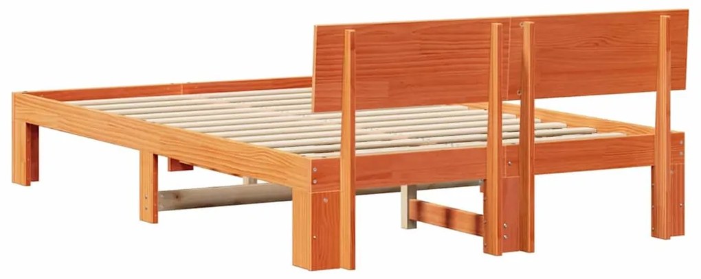 Estrado de Cama com Cabeceira Castanho 120x200 cm Madeira de Pinho