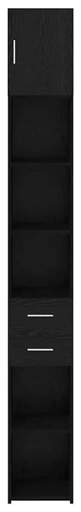 Armário de Armazenamento Slim vidaXL Carvalho Preto 30x42.5x225 cm Mad