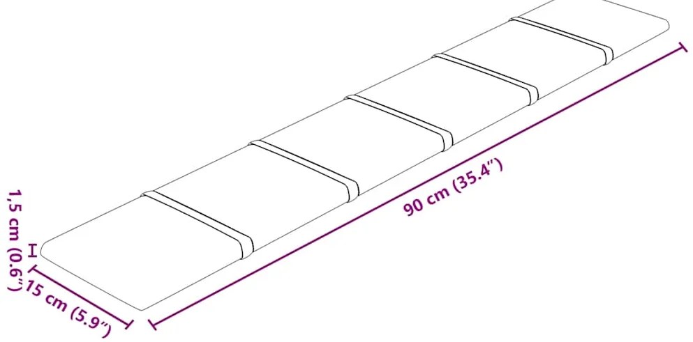 Painel de parede 12 pcs 90x15 cm tecido 1,62 m² vermelho tinto