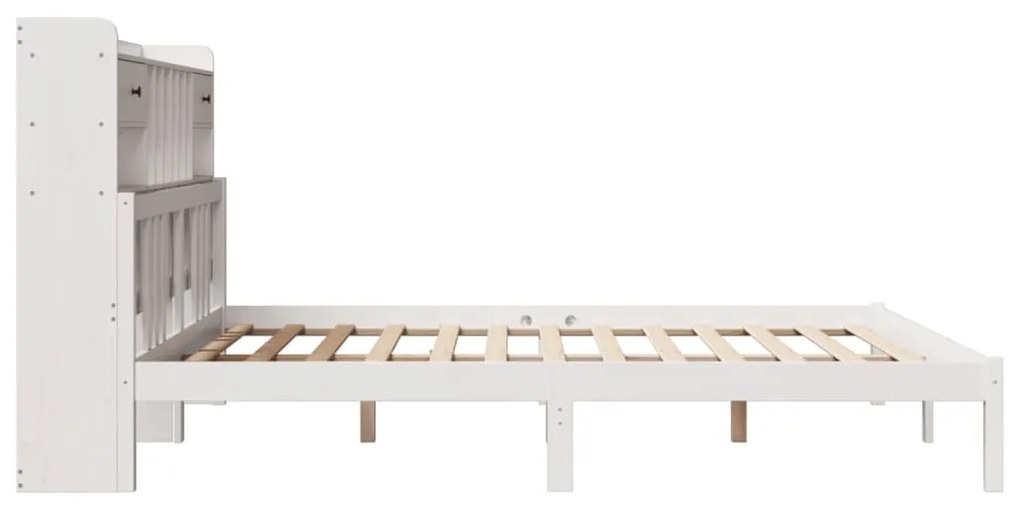 Cama com estante sem colchão 200x200 cm pinho maciço branco