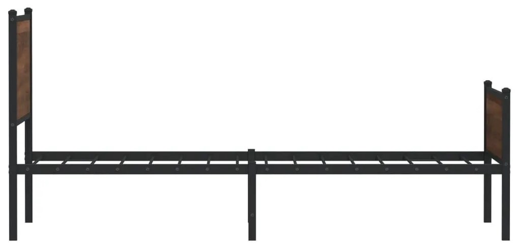 Estrutura de cama sem colchão 80x200 cm metal carvalho castanho