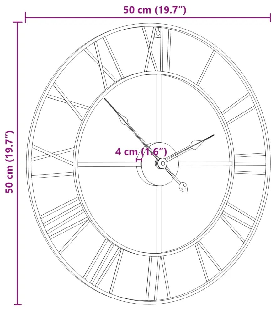 Relógio de parede Ø50 cm ferro preto