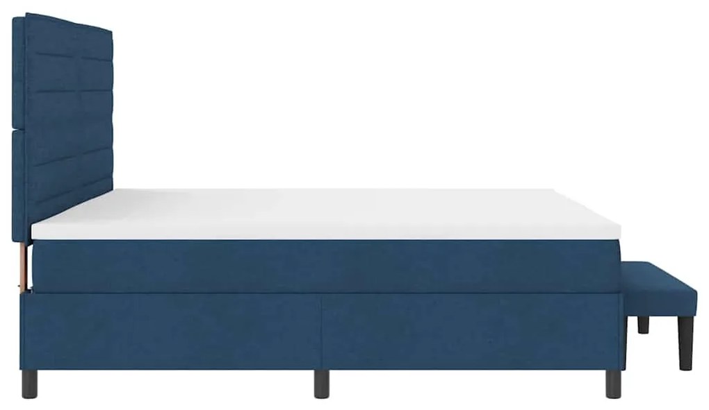 Cama Box com Colchão &amp; Banco Azul 200x200 cm Tecido
