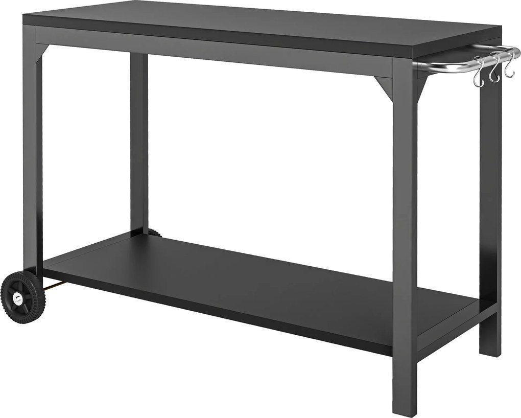 HOMCOM Carrinho de jardim em aço carrinho de serviço com rodízios com bancada 135 x 55 x 86,5 cm preto | Aosom Portugal