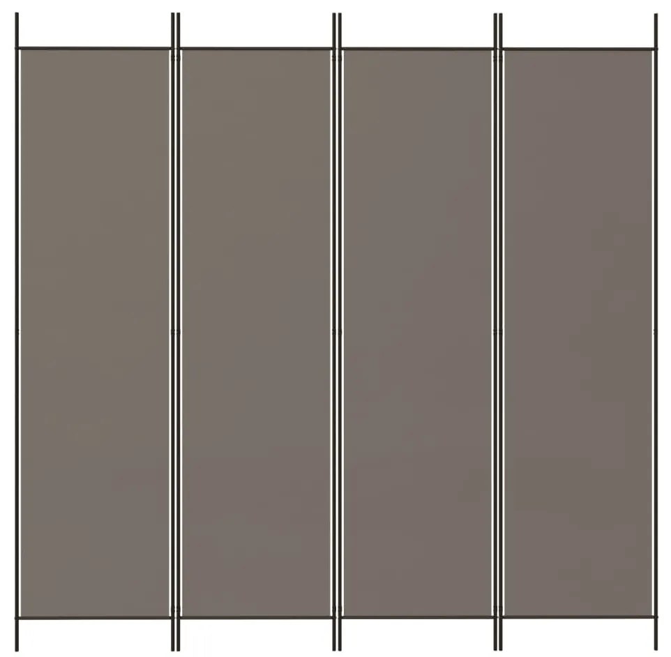 Biombo/divisória com 4 painéis 698x180 cm tecido antracite