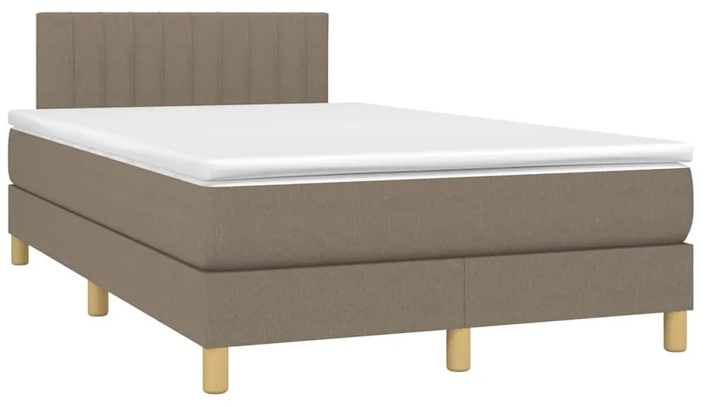 Cama box spring colchão/LED 120x190cm tecido cinza-acastanhado