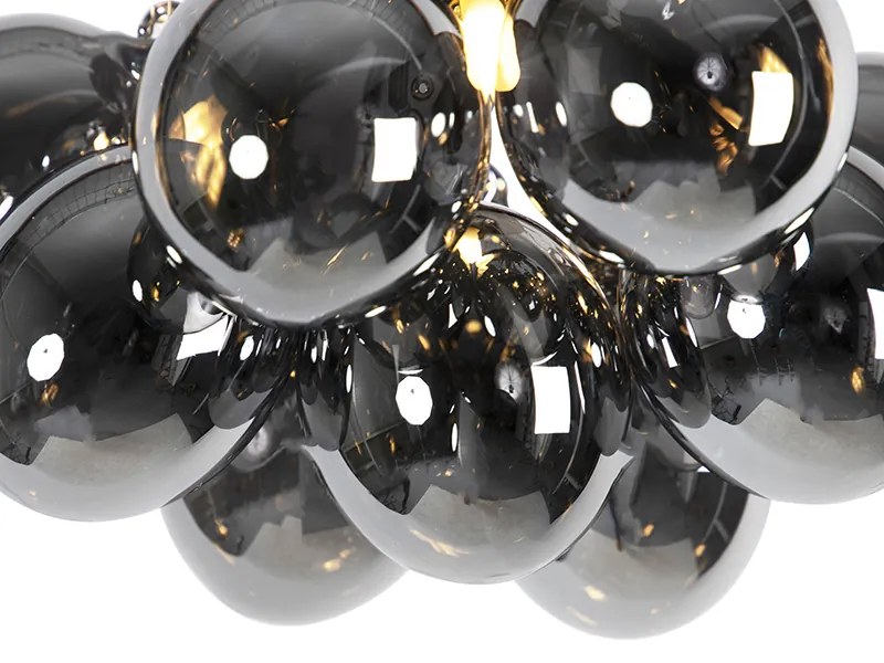 Candeeiro de tecto design preto com vidro fumê 3 luzes - Uvas Art Deco,Design