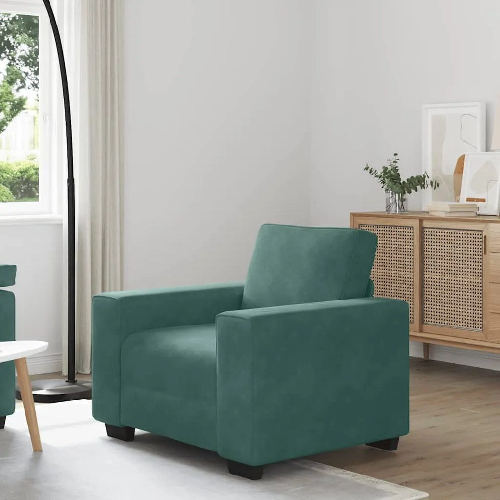 Poltrona 60 cm veludo verde-escuro