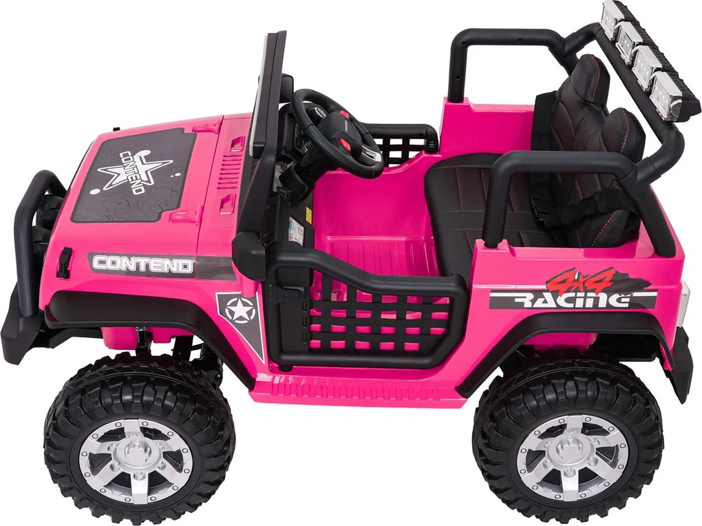 Jipe elétrico para Crianças 12V Jeep BEAST 4x4, Rodas de espuma EVA, Assento Couro ecológico Rosa